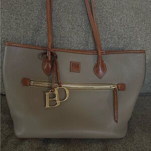 Dooney & Bourke pebble grain Taupe and Brown Leather Tote